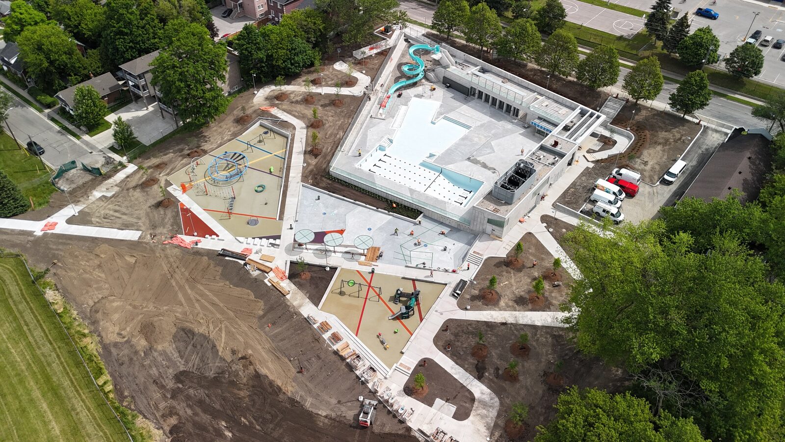Aerial view of the new Rotary Park aquatic centre